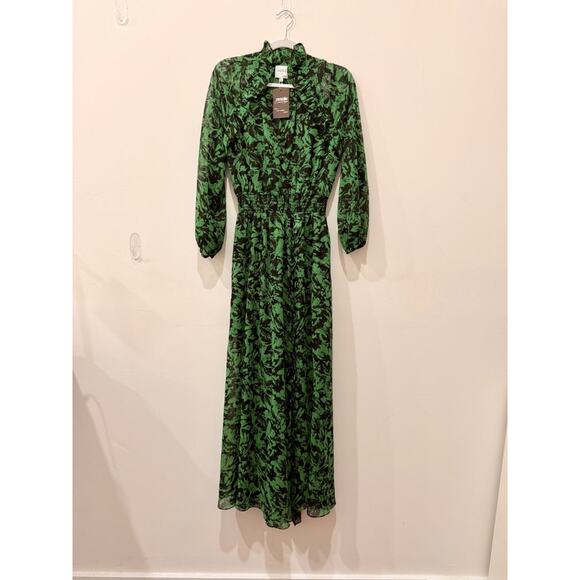 Misa Los Angeles Jocasta Maxi Dress Emerald Green Black Abstract Floral Womens S - Picture 4 of 7